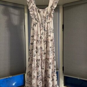 Show Me Your MuMu Blush Floral Ruffle-Tier Maxi Dress 🦋 baby shower bridal